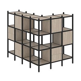 Loft Угловой внешний стеллаж наборный VR.L-52 Дуб аттик/Чёрный металл 1694*1278*1458 - Фото предпросмотра