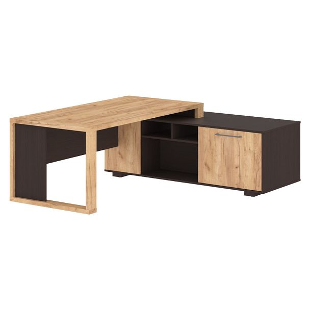 Стол руководителя с тумбой ACT 2118 Дуб Бофорд/Венге Магия 2100х1800х750 ALTO - Вид 1