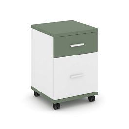 Concept Тумба мобильная 1 ящ.+1 распаш. фасад CN.TUM-009 W Кобо/Белый Бриллиант/Металл Белый 420*420*615 - Фото предпросмотра