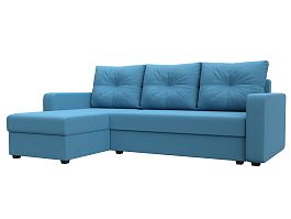 Диван угловой Ливерпуль Лайт левый угол Рогожка голубой - Фото предпросмотра