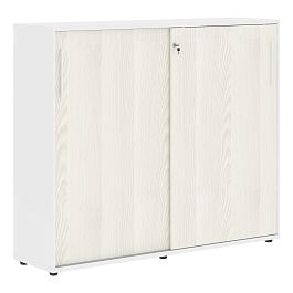 Шкаф средний с дверьми купе EMC 1643 Ясень Траун/Белый/Белый 1606х430х1355 EDIS - Фото предпросмотра