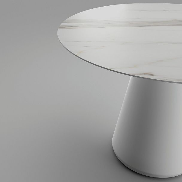 Стол круглый Ikon 100, керамика матовая, белая - Вид 4