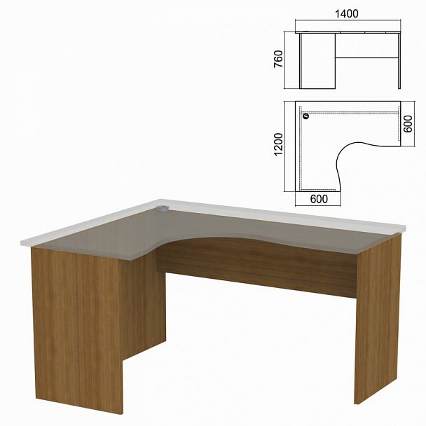 Стол компактный ЧАСТЬ 2 "Арго", 1400х1200х760 мм, левый, орех - Вид 1