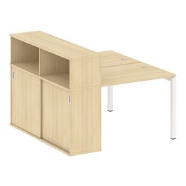 Metal System Quattro Р. ст. с шкафом-купе на П-образном м/к 50БП.РС-СШК-2.1 Т Акация/Белый металл 1410*1475*1098 - Фото предпросмотра