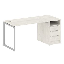 Metal System Quattro Р. ст. с тумбой на О-образном м/к 40БО.РС-СТП-1.2 Дуб наварра/Серый металл 1612*720*750 - Фото предпросмотра