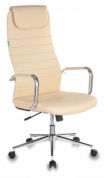 Кресло руководителя Бюрократ KB-9N/ECO бежевый искусственная кожа с подголов. крестовина металл хром "Компьютерные кресла" ТО-002159002619 бежевый - Вид 1
