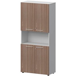 Шкаф высокий полузакрытый СМШ58.2.28F(Б) Темный шимо/Белый 792x380x1990 Кортез - Фото предпросмотра