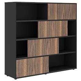 Шкаф с дверьми купе VRMCS 1615 Американский орех/Яшма черный 1600х450х1517 VELION VENEER - Фото предпросмотра