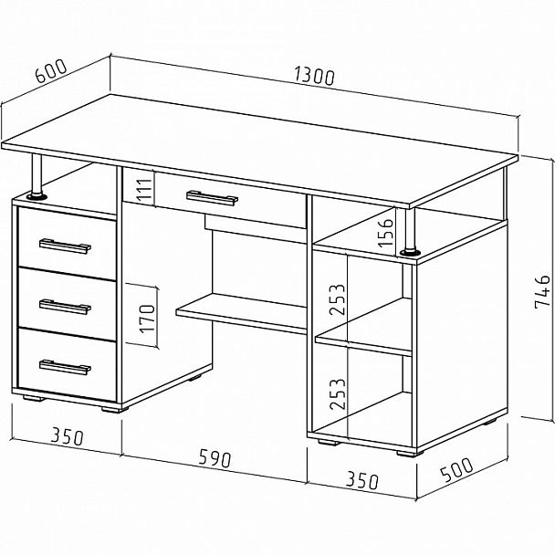 Стол письменный Амбер-7Я - Вид 2