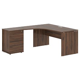 Стол эргономичный с тумбой EDCET 1518(L) Дуб Денвер тёмный/Белый 1560х1880х750 EDIS - Фото предпросмотра