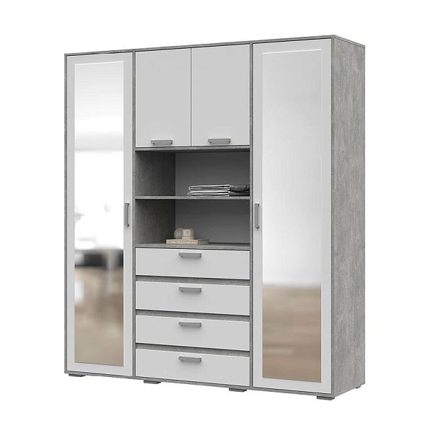 Денвер ШК-02 Шкаф с зеркалом (1800 х2020х504) ателье светлый/белый - Вид 1