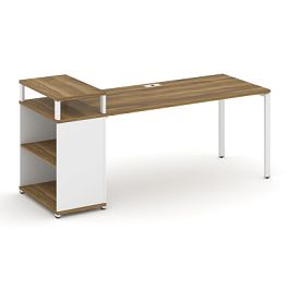 Concept Стол рабочий с опорным стеллажом с верх. горизонтом  CN.SP-208 Сандал Янтарный/Белый Бриллиант/Металл Белый 2000*720*917 - Фото предпросмотра