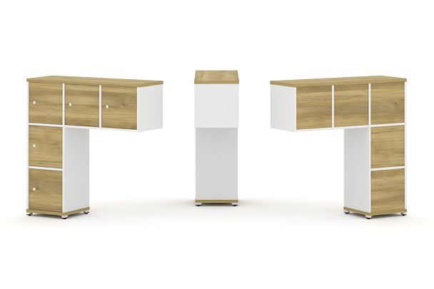 Concept Надставка низкая CN.ONN-007 Дуб Винченцо/Белый Бриллиант/Металл Белый 1099*365*1130 - Вид 1