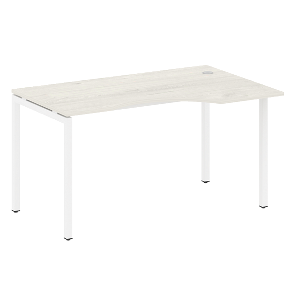 Metal System Quattro Стол криволинейный правый на П-образном м/к 40БП.СА-2 (R) Дуб наварра/Белый металл 1400*900*750 - Вид 1