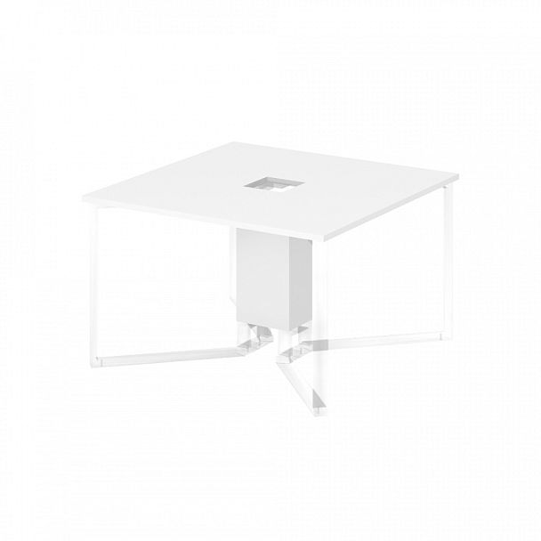 Стол для переговоров на 4 человека квадратный "Компьютерные столы"  ПК-ФРМ-СТГ120Х120-В2-76 белый - Вид 1