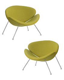Набор 2 шт Кресло дизайнерское DOBRIN EMILY (светло-зеленая ткань AF3, хромированная сталь) - Фото предпросмотра
