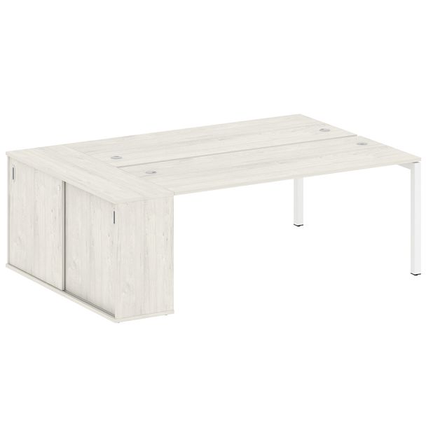 Metal System Quattro Р. ст. с шкафом-купе на П-образном м/к 50БП.РС-СШК-1.5 Т Дуб наварра/Белый металл 2210*1475*750 - Вид 1