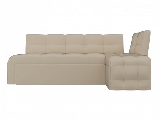 Кухонный угловой диван Люксор правый (полностью экокожа бежевая) - Вид 2