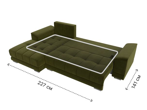 Угловой диван НордСтар левый угол Микровельвет зеленый - Вид 10