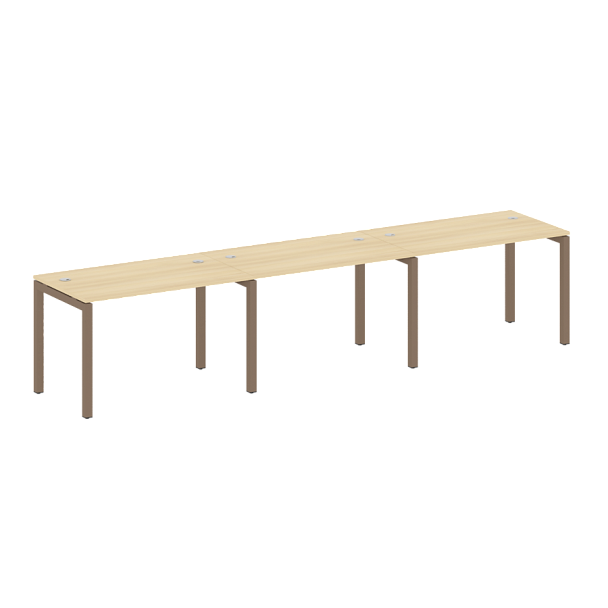 Metal System Quattro Р. ст. на 3 раб. места на П-образном м/к 50БП.СМ-3.2 Акация/Мокко металл 3600*720*750 - Вид 1