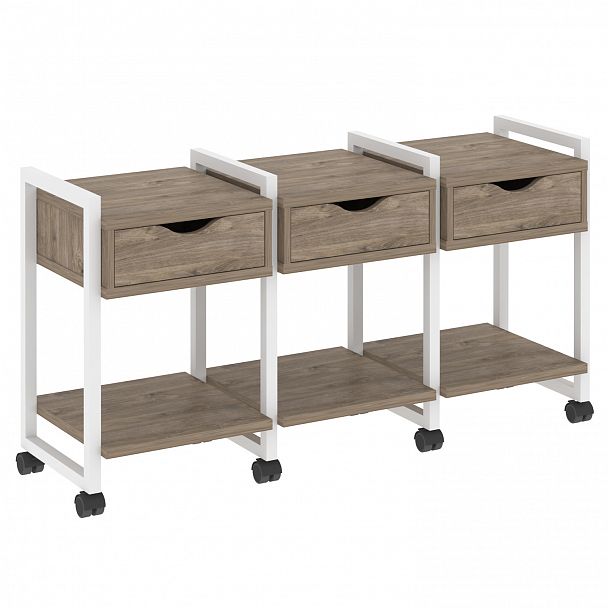 Тумба на колесах наборная "Loft" VR.L-TN-4.K тиквуд темный/белый - Вид 1