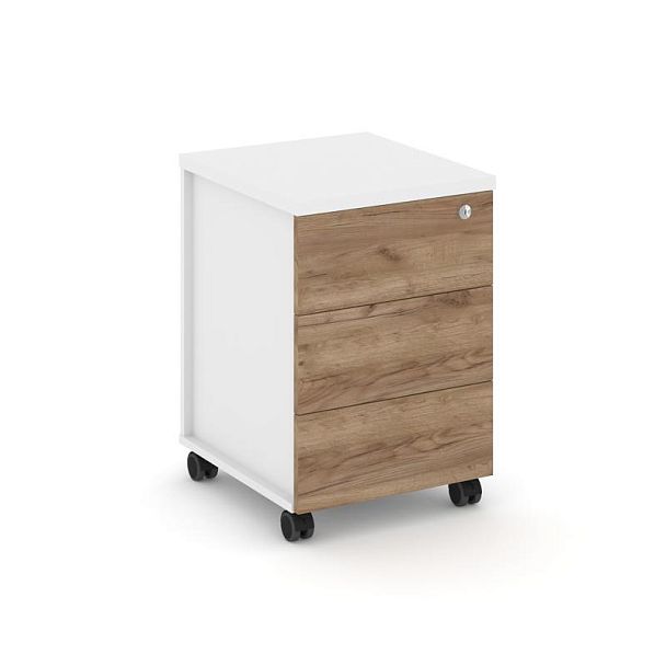 Стайл Проджект Тумба мобильная усил. колеса SN.TMU-006 Белый/Белый/Дуб Табак 416*460*611 - Вид 1