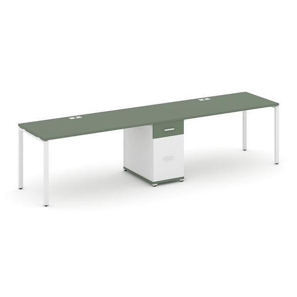 Concept Рабочая станция 2 места с 1 опорной тумбой CN.ORS-405 W Кобо/Белый Бриллиант/Металл Белый 2380*720*750 - Вид 1