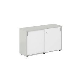 Шкаф купе 1238х400х750 низкий, с замком / корпус цвет: серый бархат, фасады: белый Сигма / Sigma - Фото предпросмотра