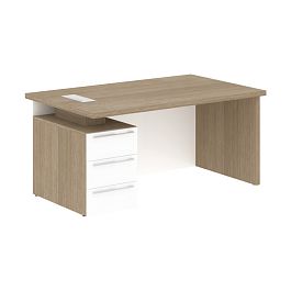 Стол письменный СП-064-25-24(L) Дуб Натуральный/Белый глянец 1600х900х750 KANON - Фото предпросмотра
