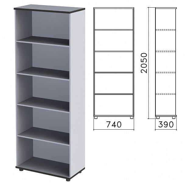 Шкаф (стеллаж) "Монолит", 740х390х2050 мм, 4 полки, цвет серый, ШМ44.11 - Вид 2