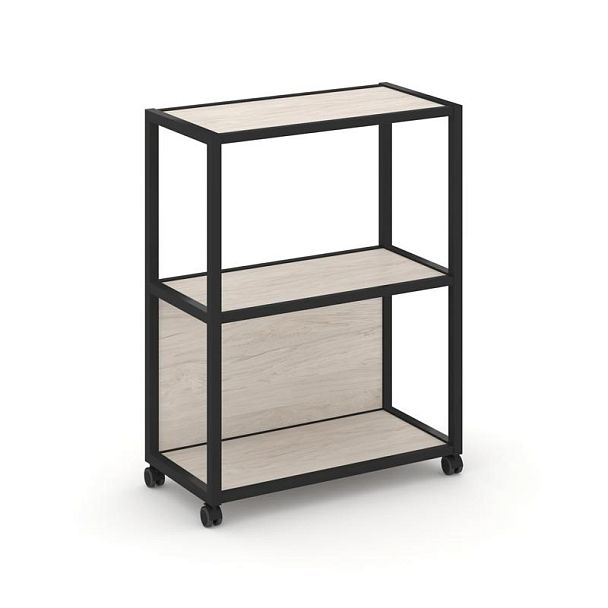 Shelf Mobile Стеллаж 3 уровня 1 секция VR.LT-STK-302.12 Денвер Светлый/Металл Черный 1200*400*1046 - Вид 1