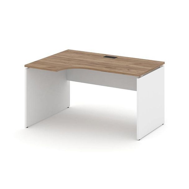 Стайл Проджект Стол рабочий эргоном. SN-D.SPA-002(L) Дуб Табак/Белый/Черная Заглушка 1580*600/980*75 - Вид 1