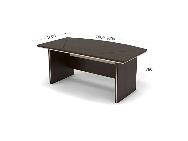 БЕРЛИН / BERLIN Стол руководителя прямой составной 2000х1000х760 Венге/Белый - Вид 2
