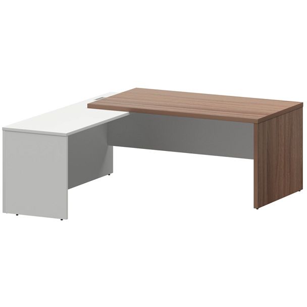 Стол руководителя левый KZP-18L Темный шимо/Белый 1800x2000x750 Кортез - Вид 1