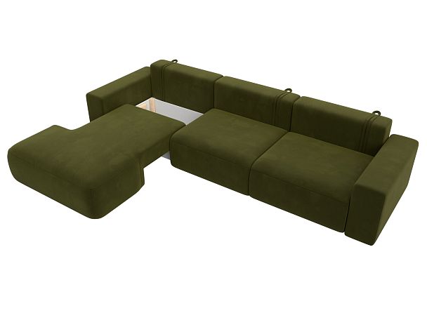 Диван угловой Лига-036 Классик Лонг левый угол Микровельвет зеленый - Вид 7