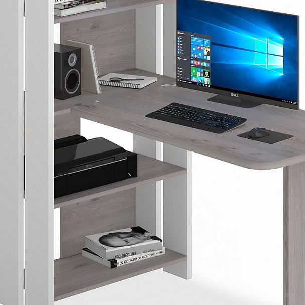 Стол компьютерный Домино Lite СТЛ-ОВ+С100Р Белый/Нельсон - Вид 4