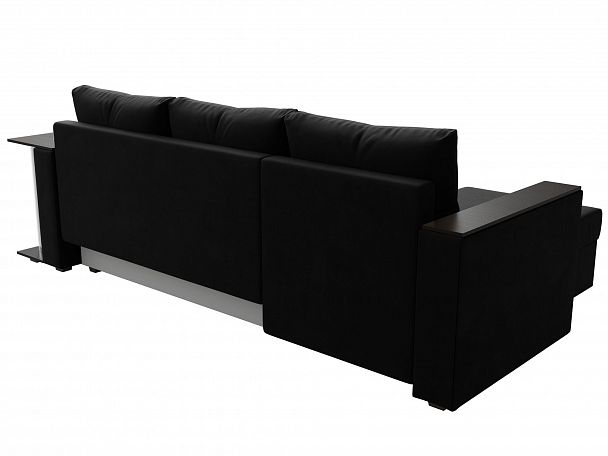 Угловой диван Атланта Лайт левый (полностью микровельвет черный) - Вид 6