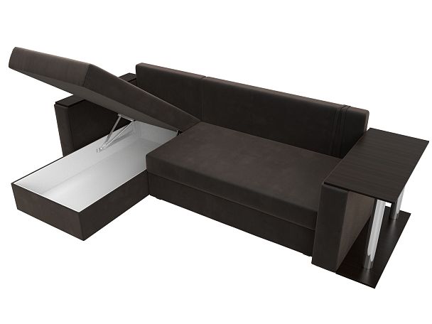 Угловой диван Атланта Лайт левый (полностью велюр коричневый) - Вид 9