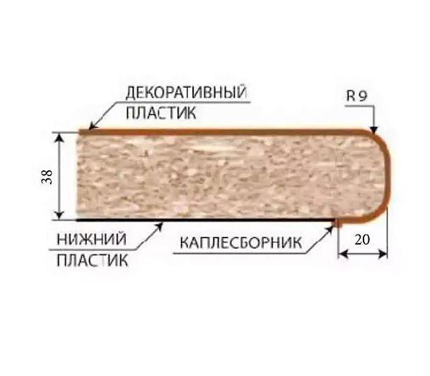 Столешница 0,3м (угол правый) канадский дуб (38мм) - Вид 3