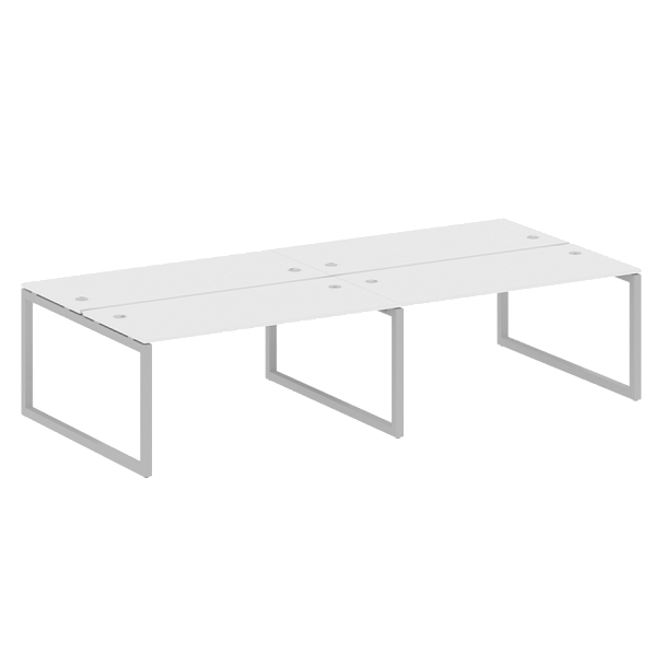 Metal System Quattro Р. ст. на 4 раб. места на О-образном м/к 50БО.СМ-4.4 Белый/Серый металл 3200*1475*750 - Вид 1