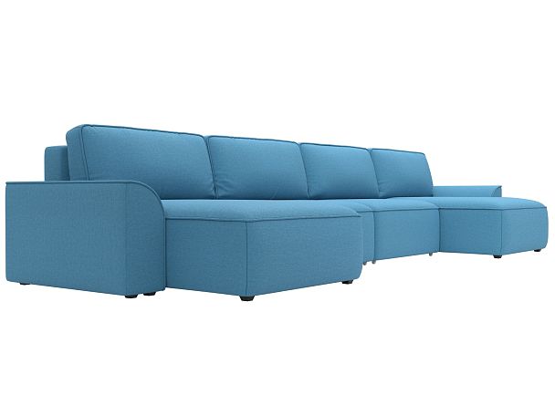 Диван п-образный Лига-048 НПБ лонг Рогожка голубой - Вид 3