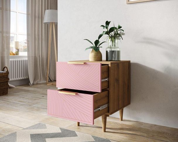 Тумбочка с двумя ящиками Line LN07/GR1/pink - Вид 2