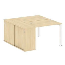 Metal System Quattro Р. ст. с шкафом-купе на П-образном м/к 50БП.РС-СШК-1.1 Т Акация/Белый металл 1410*1475*750 - Фото предпросмотра