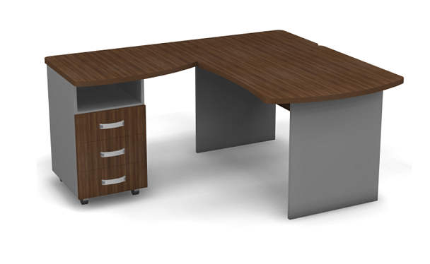 Стол угловой L,R 1400 Берлин Орех Вармия/Серый УРМ 140 L\R - Вид 1