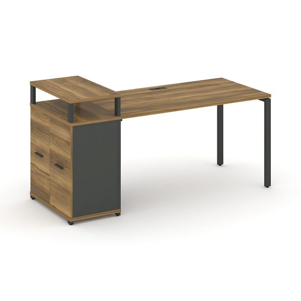 Concept Стол рабочий с опорным распаш. шкафом с верх. горизонтом  CN.SP-222 W Сандал Янтарный/Антрацит/Металл Антрацит 1600*720*917 - Вид 1