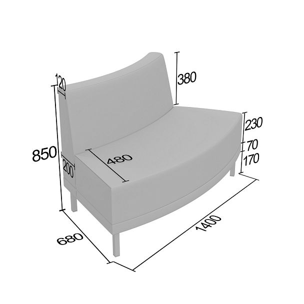 (ave-d2v) Диван Аверс двойной выгнутый - Вид 2