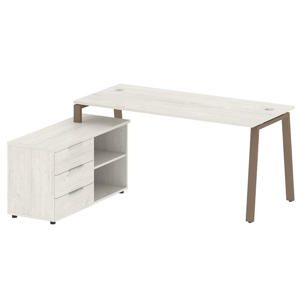 Metal System Р. ст. с тумбой на А-образном м/к БА.РС-СТС-2.4 (L) Дуб наварра/Мокко металл 1700*1520*750 - Вид 1