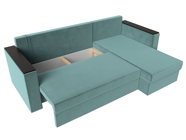 Угловой диван Атланта Лайт Б/С правый (полностью Велюр бирюзовый) - Вид 8