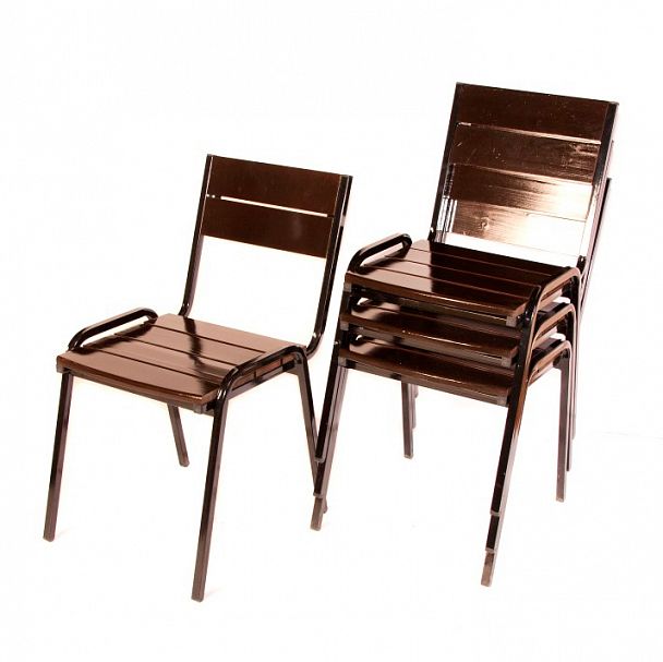 Стул уличный из реек сосны, темный - Вид 3