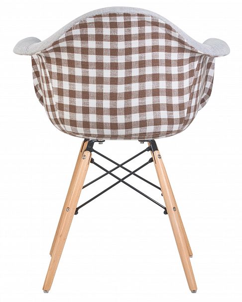 Стул обеденный DOBRIN DAW MONICA (ножки светлый бук, сиденье 009 коричневая клетка, бежевая ткань) - Вид 5